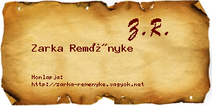 Zarka Reményke névjegykártya